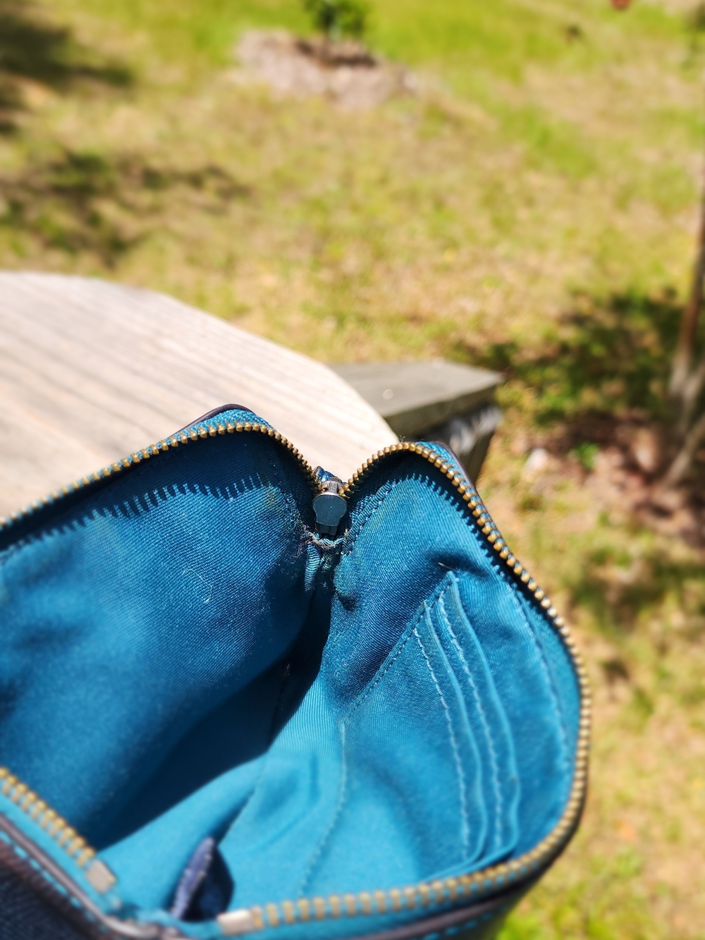 Coach Metallic Teal Leather Wallet - Picture 8 of 10
